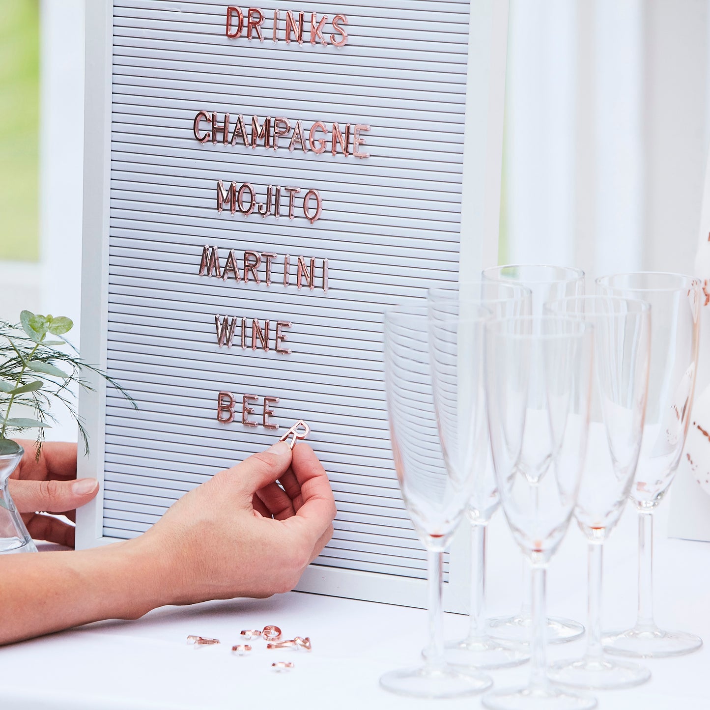 Large White Letter Peg board With Copper Letters