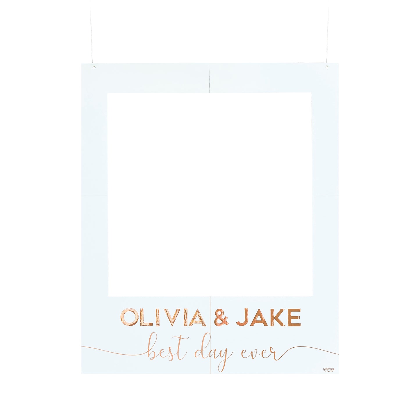 White And Rose Gold Personalised Wedding Photo Booth Frame