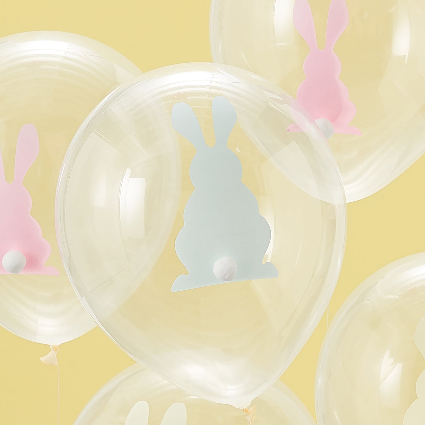 Easter Bunny Balloons With Pom Poms