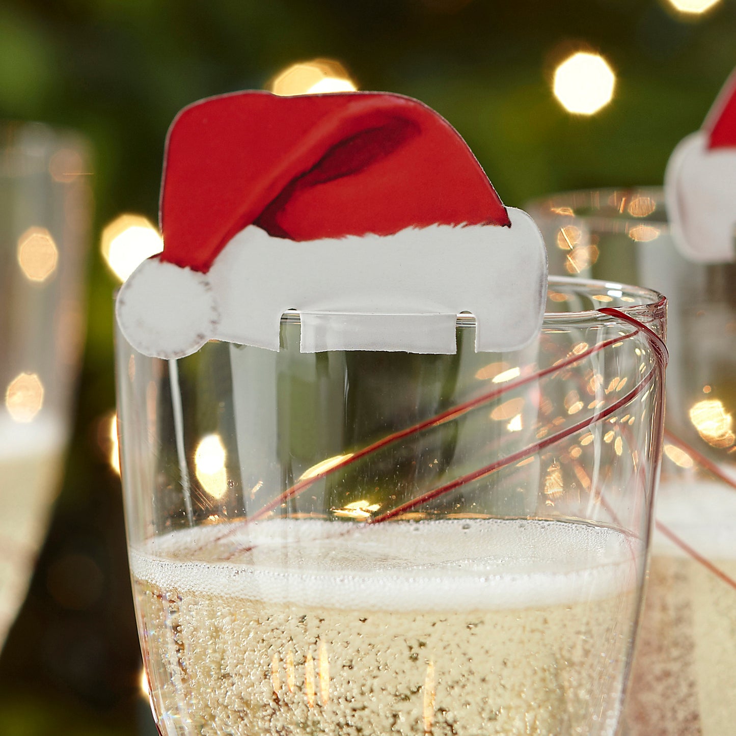 Santa Hat Christmas Glass Decorations