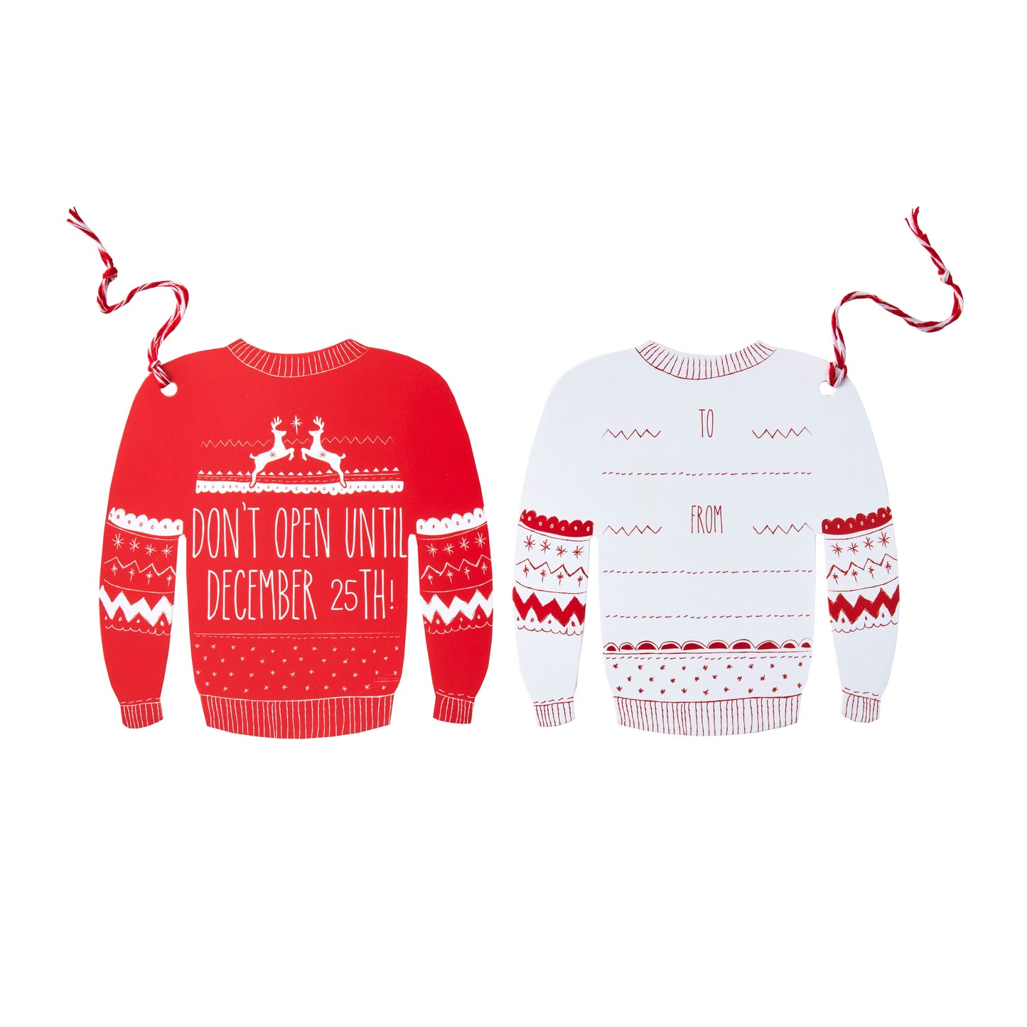 Red and White Festive Giant Jumper Gift Tags - Cosy Christmas