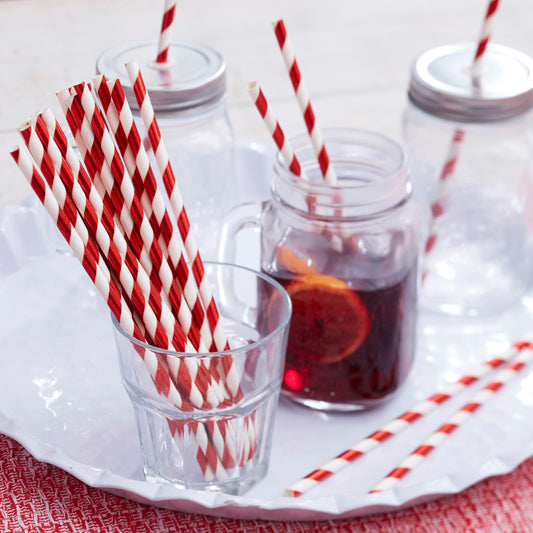 Red and White Foiled Straws - Cosy Christmas