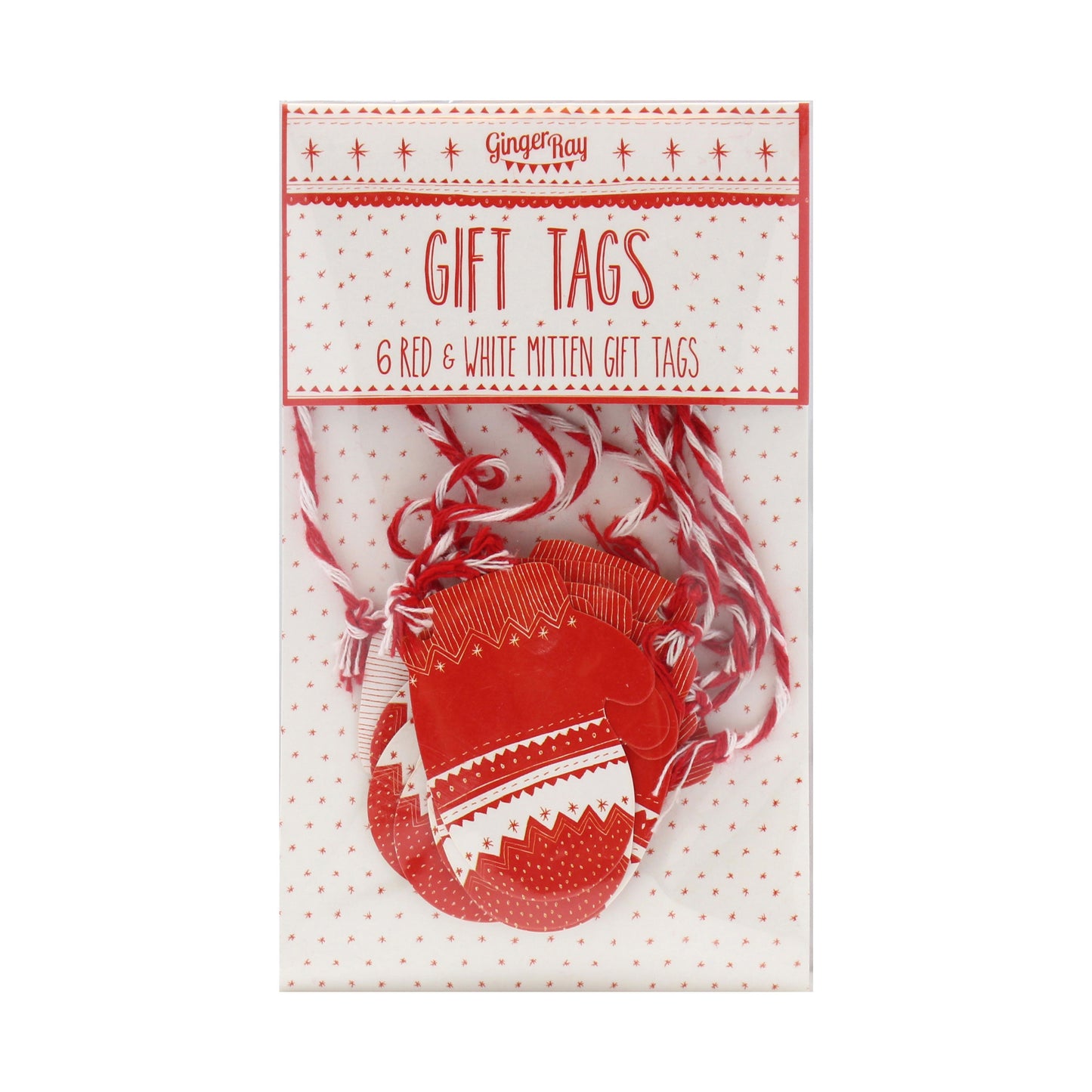 Red and White Festive Mitten Gift Tags - Cosy Christmas