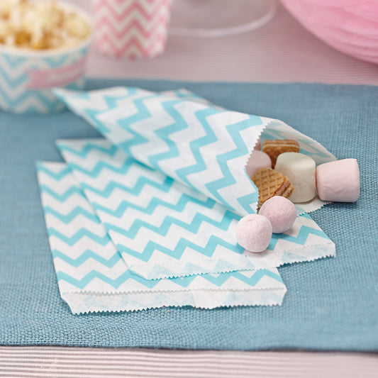 Powder Blue Candy Bags - Chevron Divine