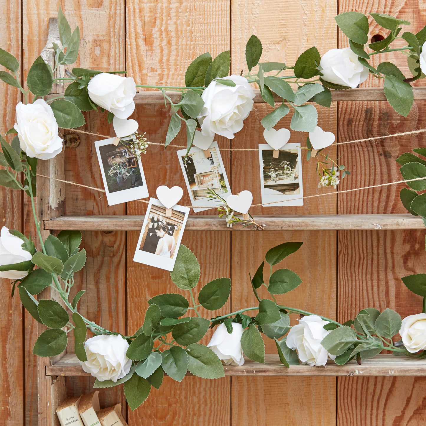White Rose Artificial Foliage Garland