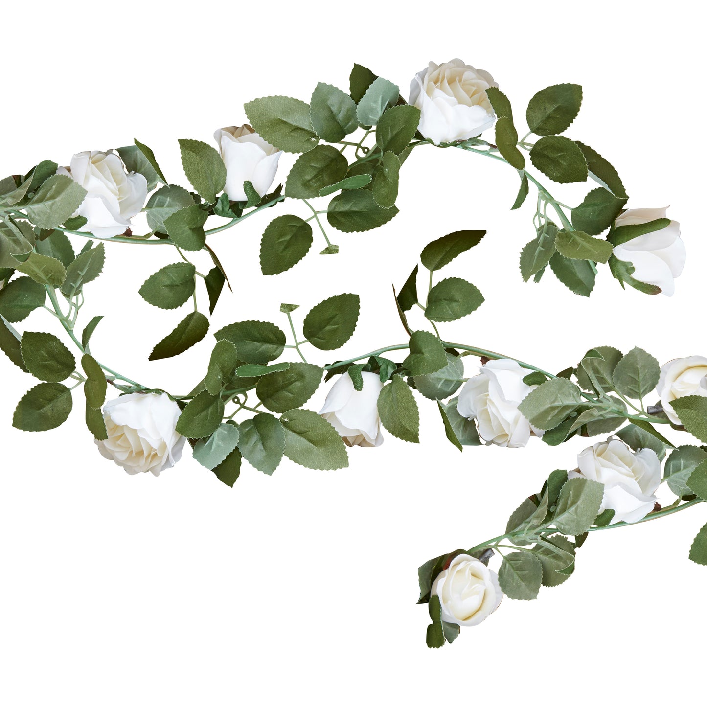 White Rose Artificial Foliage Garland
