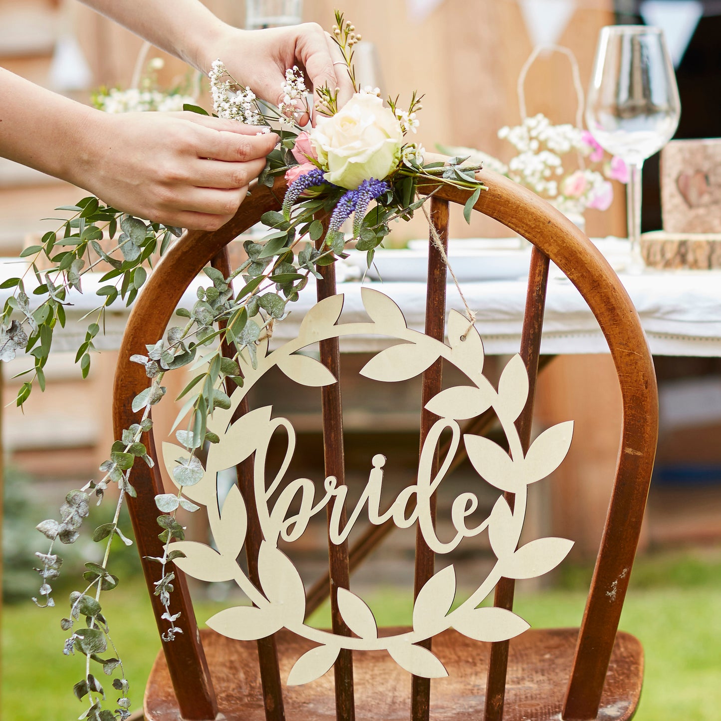 Wooden Bride and Groom Wedding Chair Signs