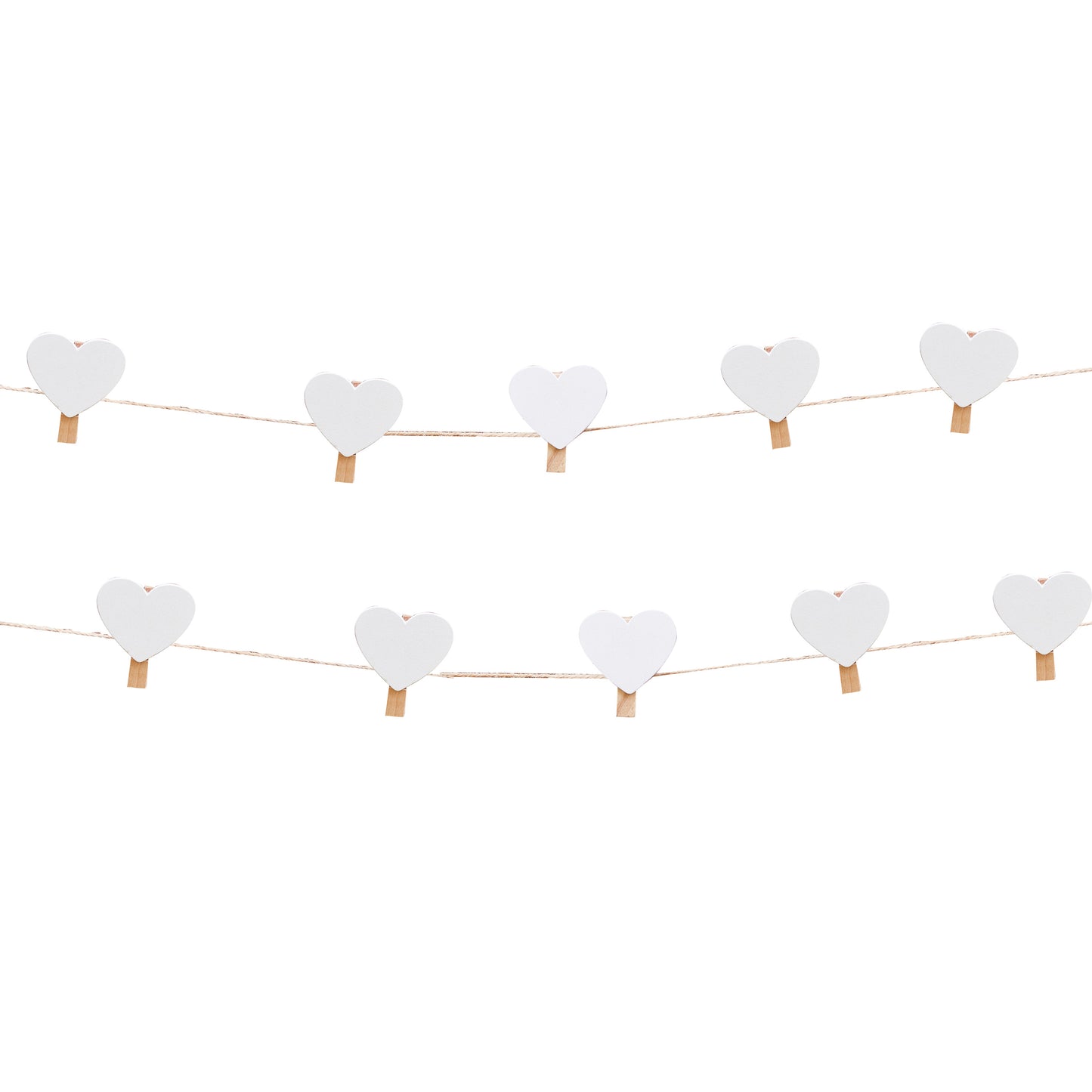 Wooden Heart Peg and String Set - Rustic Country