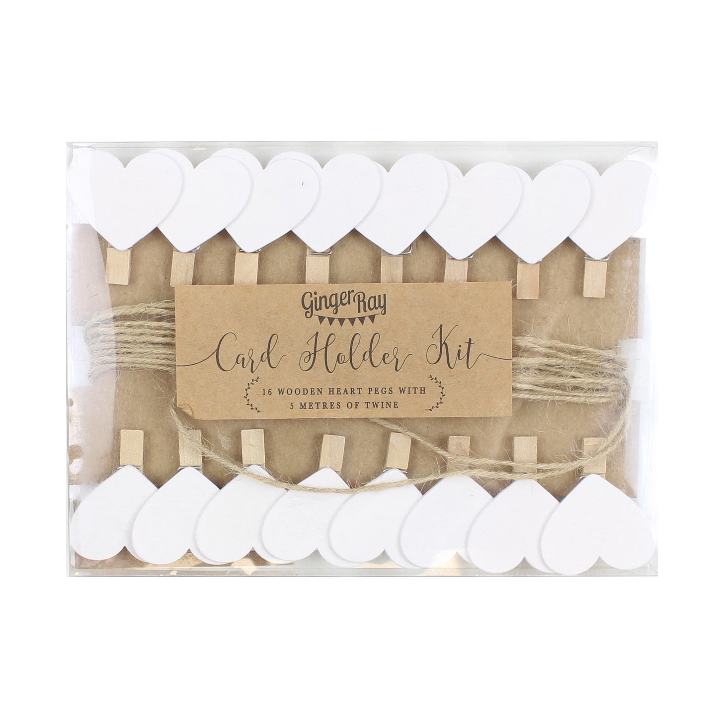 Wooden Heart Peg and String Set - Rustic Country