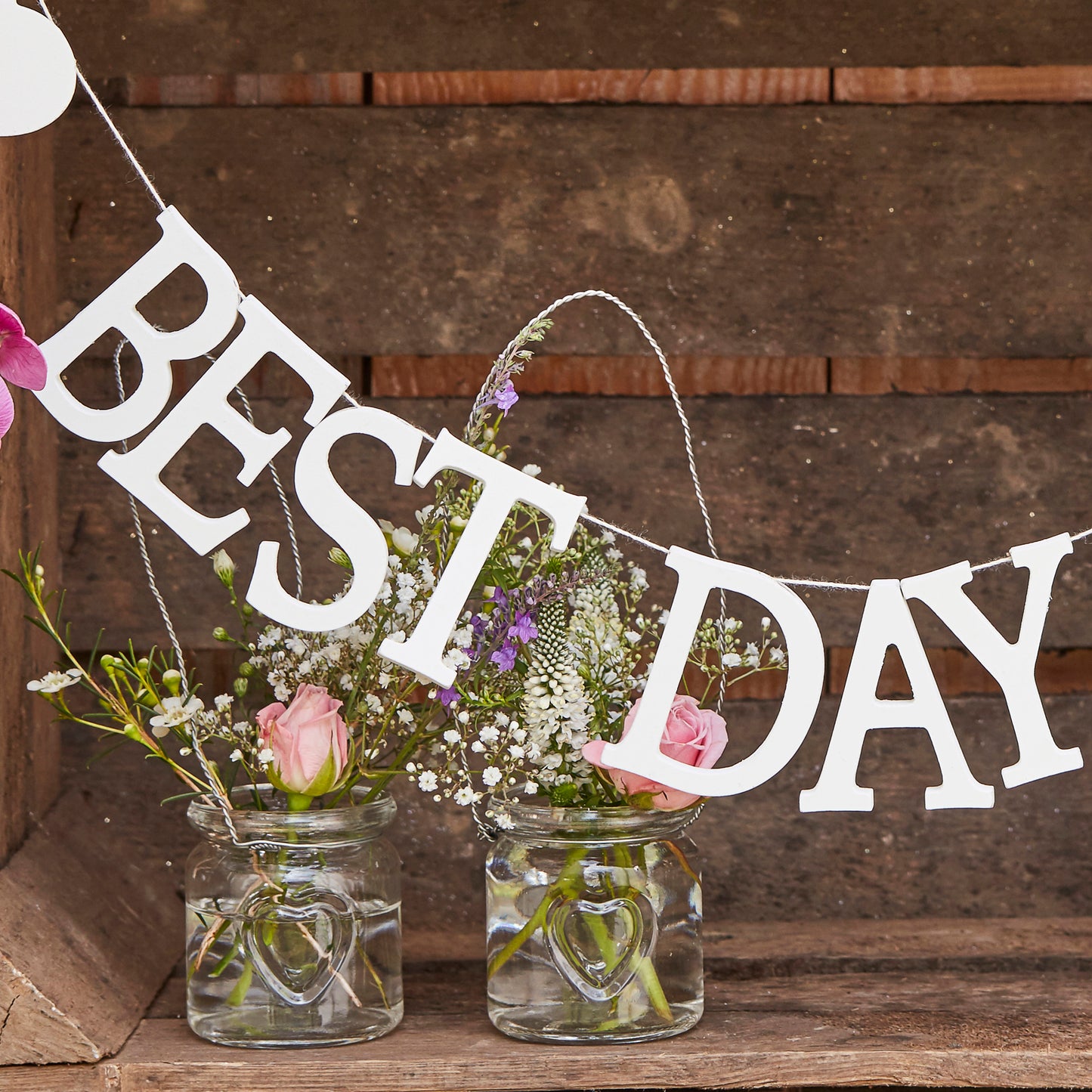 Best Day Ever Wooden Bunting - Rustic Country