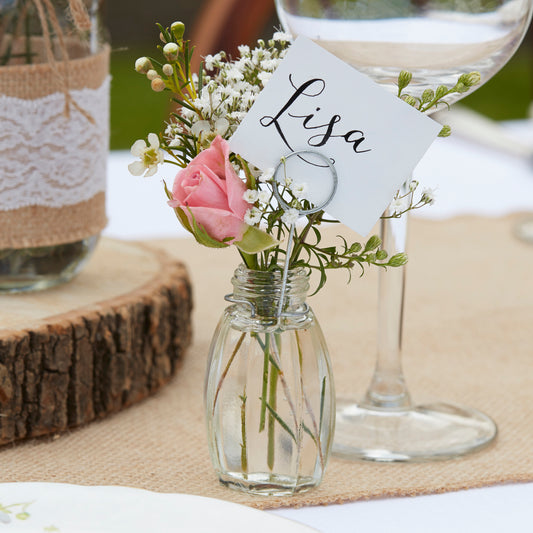 Glass Wedding Place Card Holders