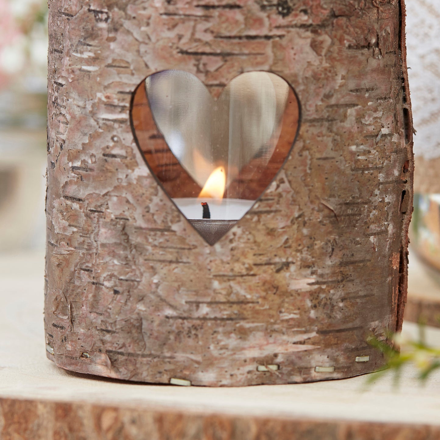 Heart Wooden Tealight Candle Holder