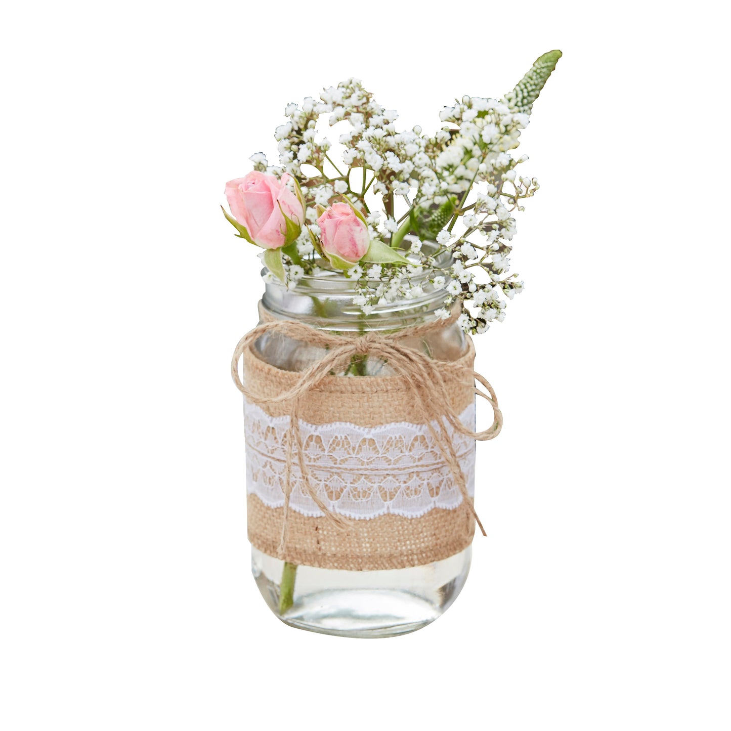 Glass Jar with Hessian Rustic Wrap