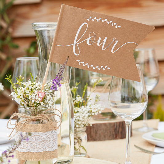 Table Number Flags 1-12 - Rustic Country