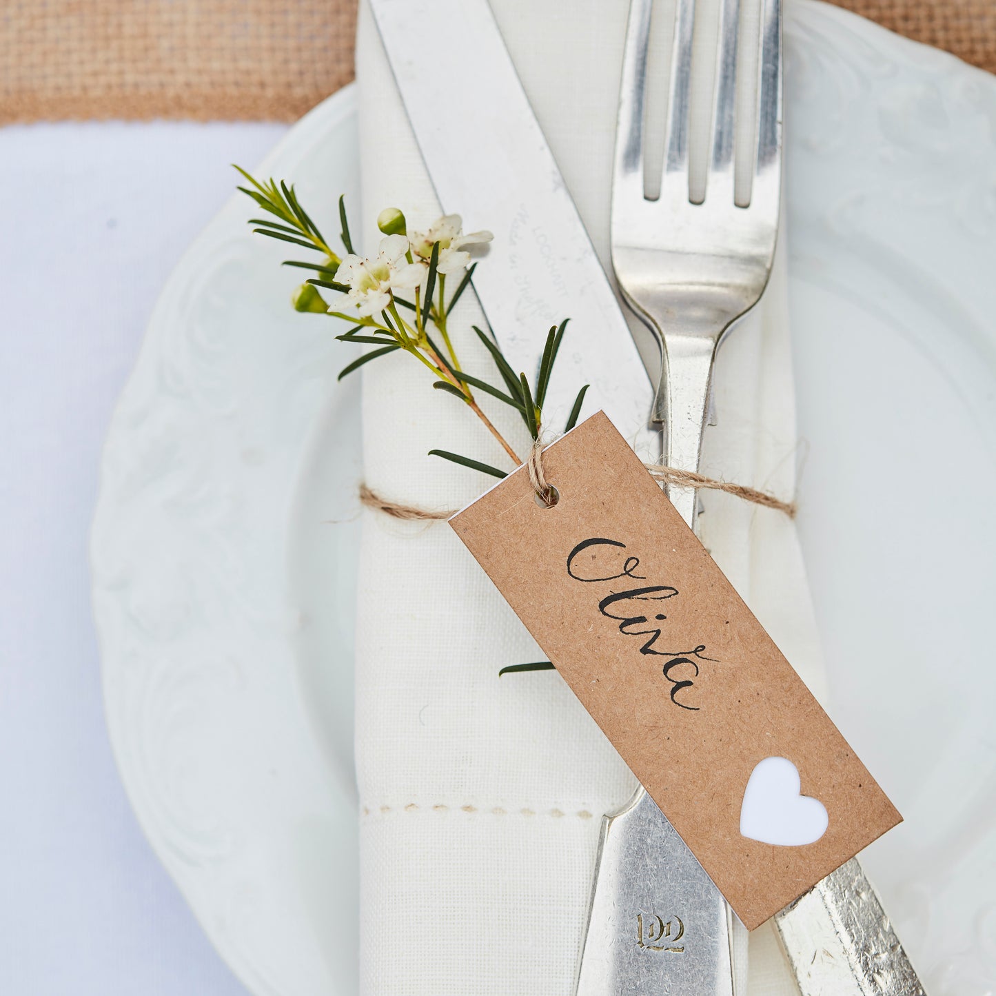 Kraft Heart Wedding Place Card Tag