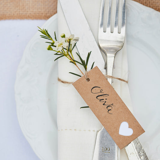 Kraft Heart Wedding Place Card Tag