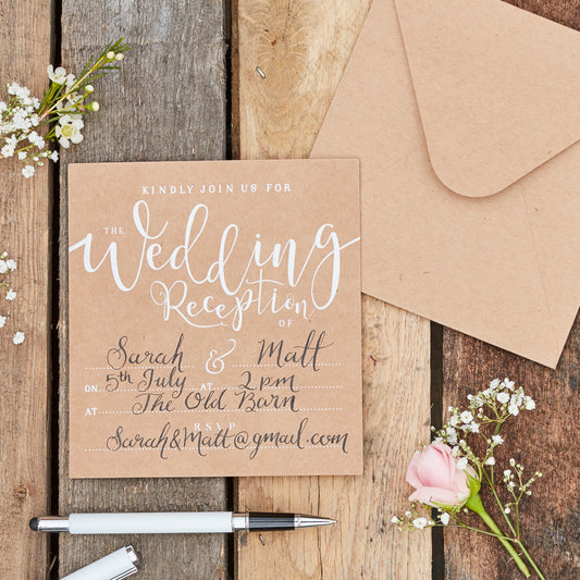 Kraft Wedding Reception Invites - Rustic Country