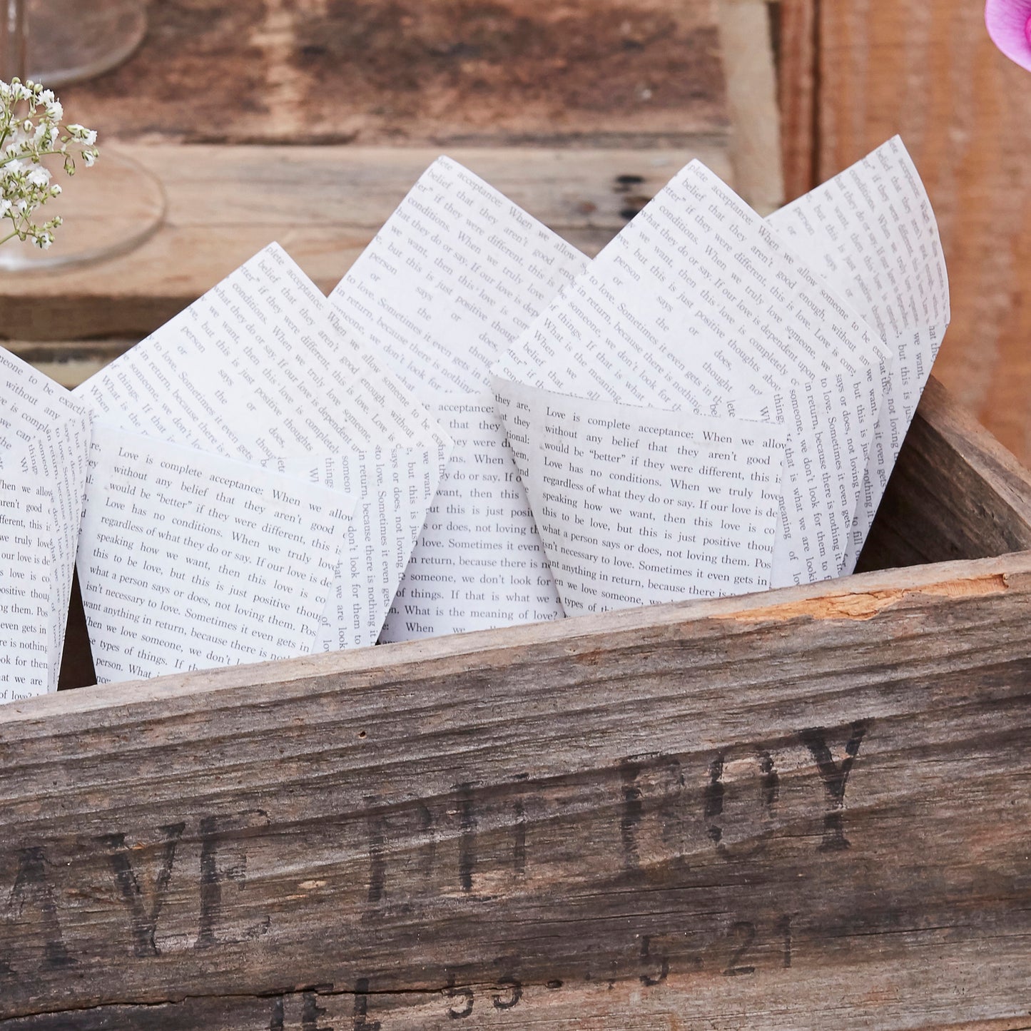 Newspaper Print Confetti Cones  - Rustic Country