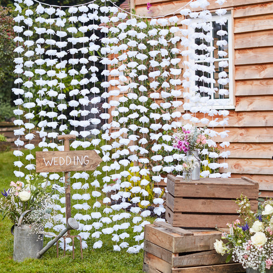 White Flower Curtain Wedding Backdrop