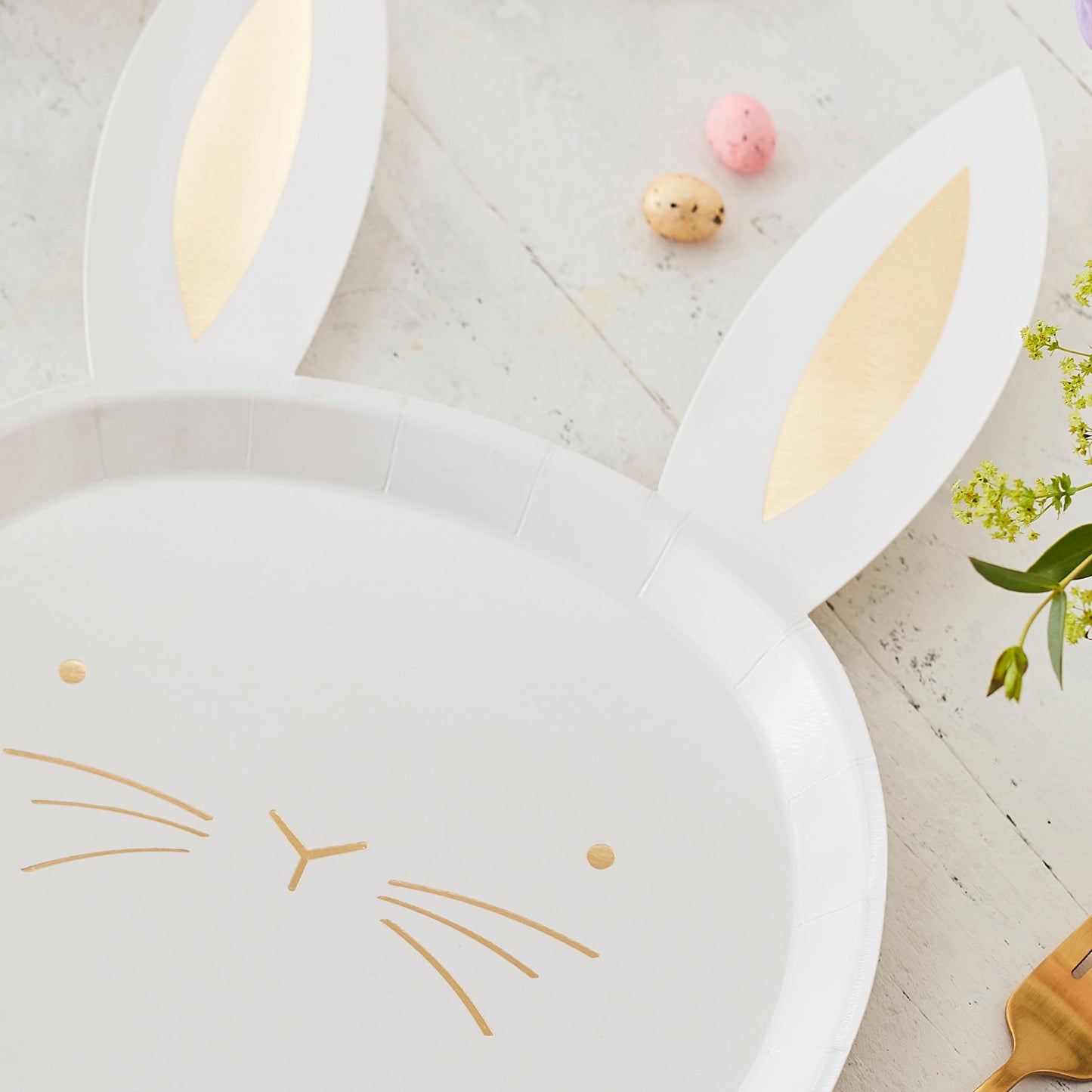 Gold Foiled Easter Bunny Paper Plates
