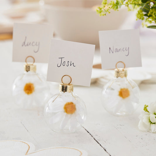 Glass Daisy Bauble Easter Name Place Card Holders