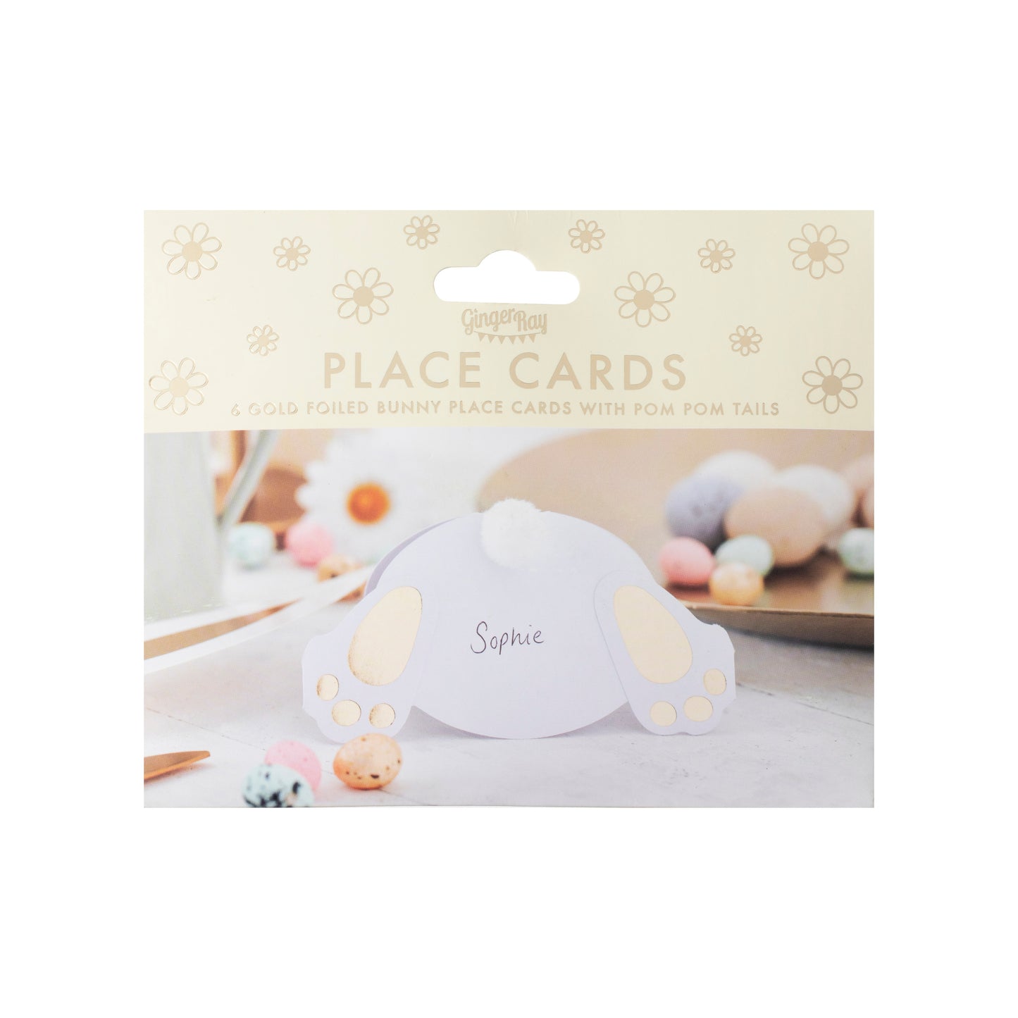 Bunny Pom Pom Bum Easter Name Place Cards