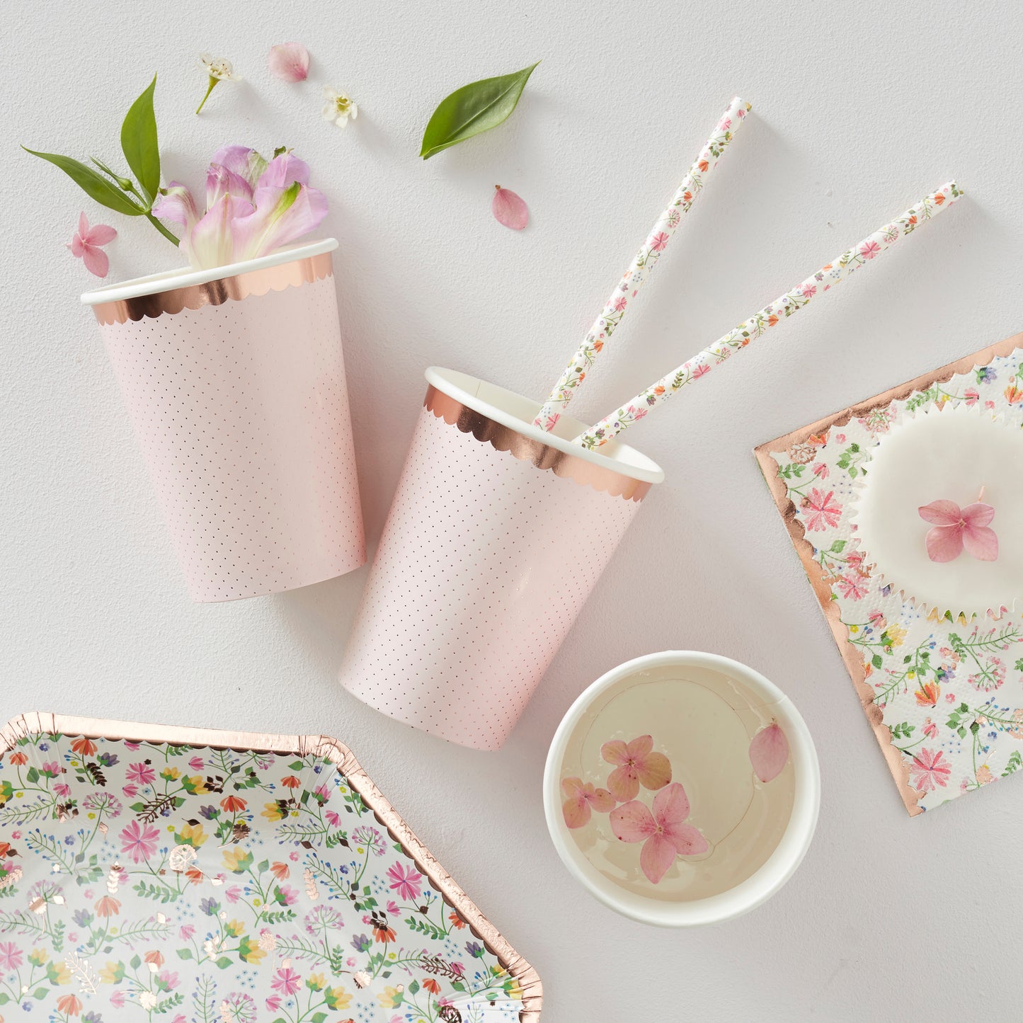Rose Gold Spotty Paper Cups