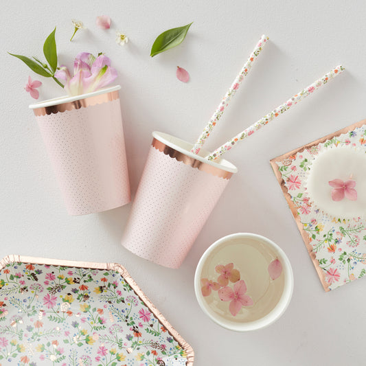 Rose Gold Spotty Paper Cups