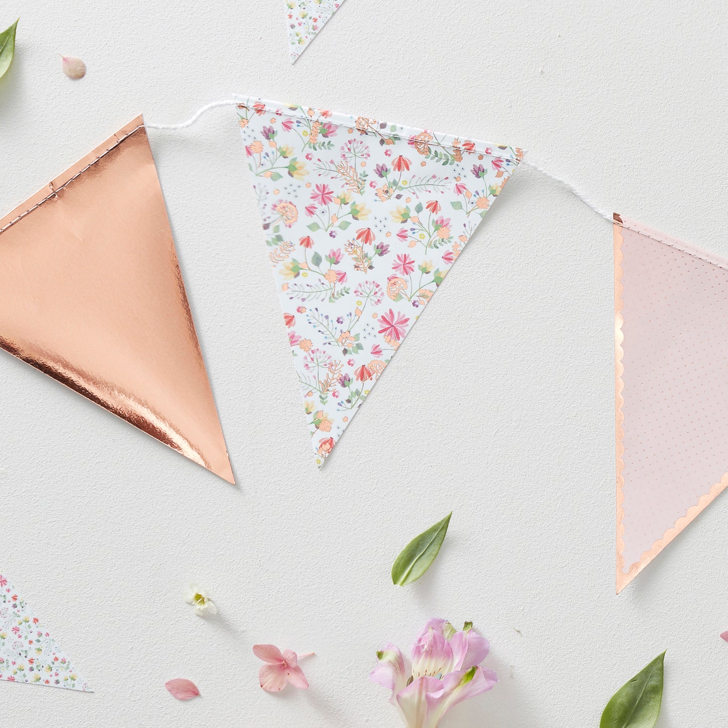 Rose Gold Floral Party Flag Bunting