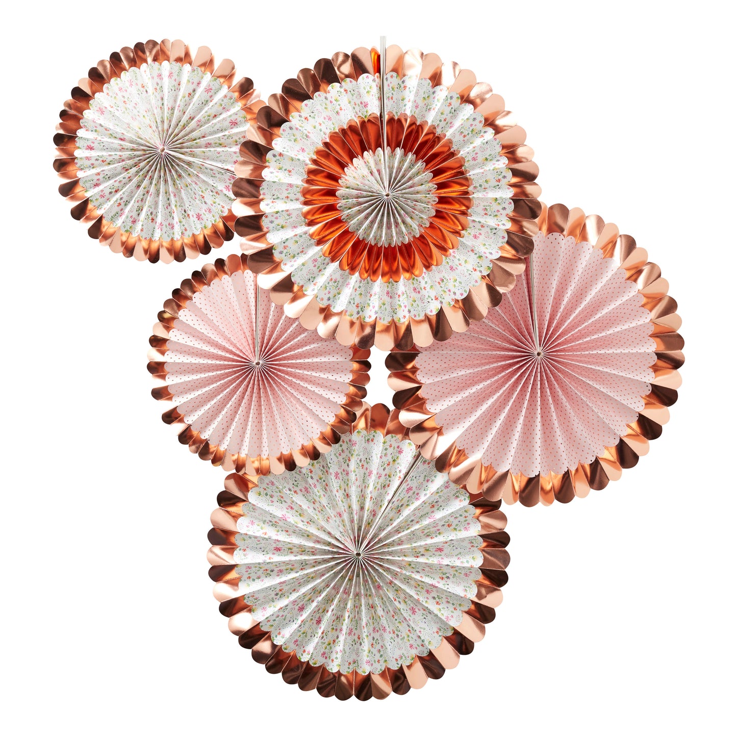 Rose Gold Floral Paper Fan Decorations