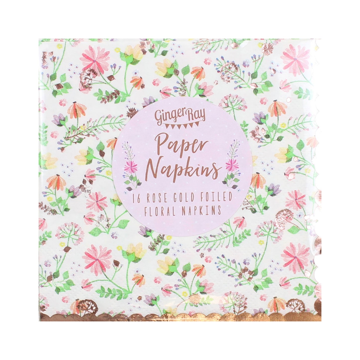 Floral Napkins Rose Gold Foiled