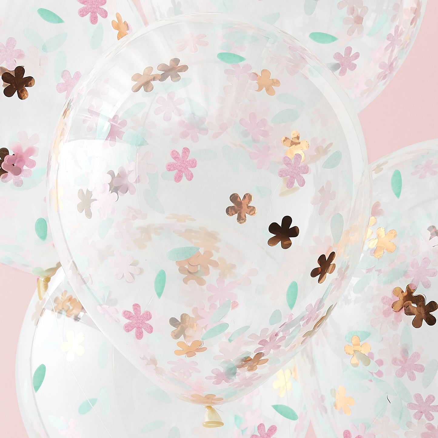 Rose Gold Floral Confetti Balloons