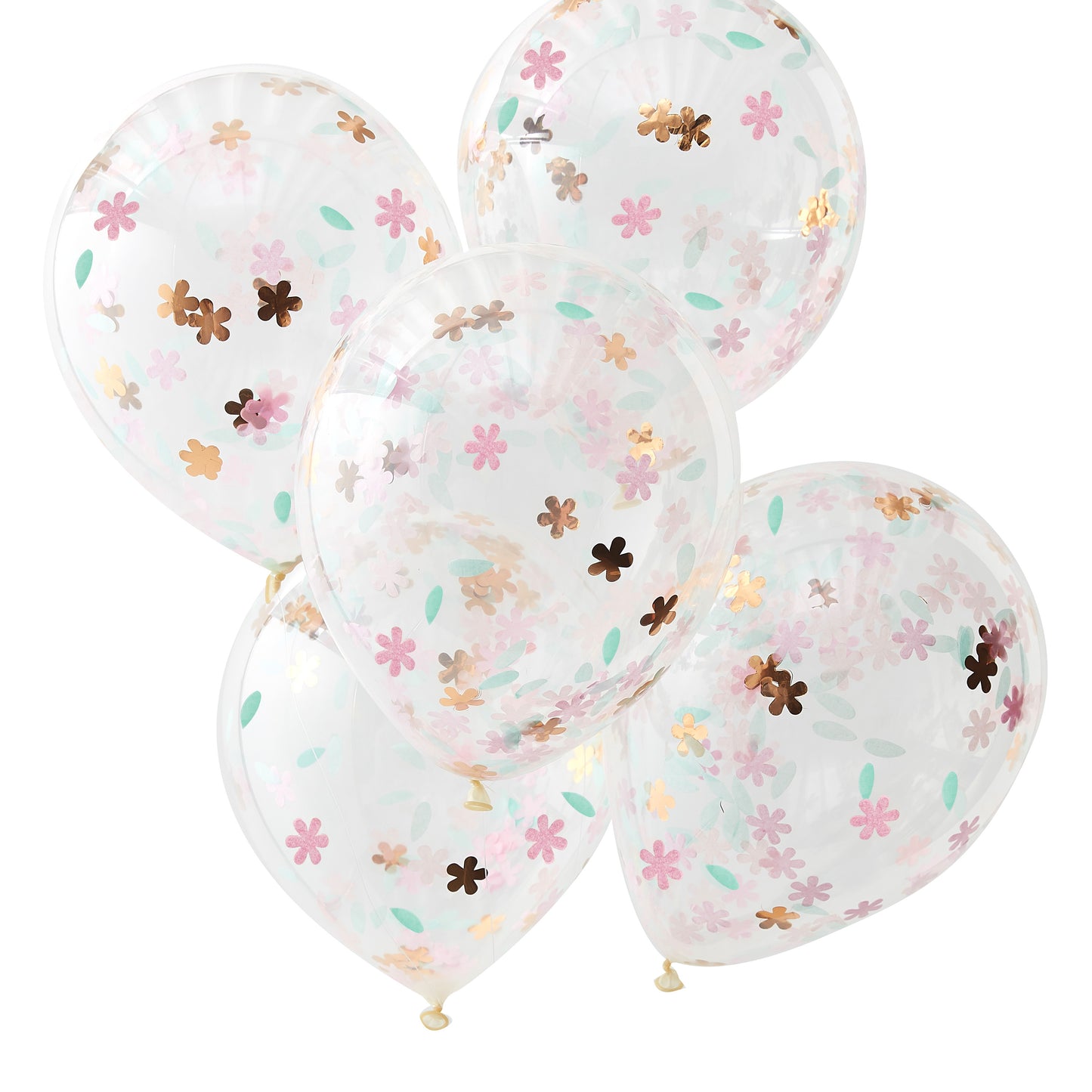 Rose Gold Floral Confetti Balloons