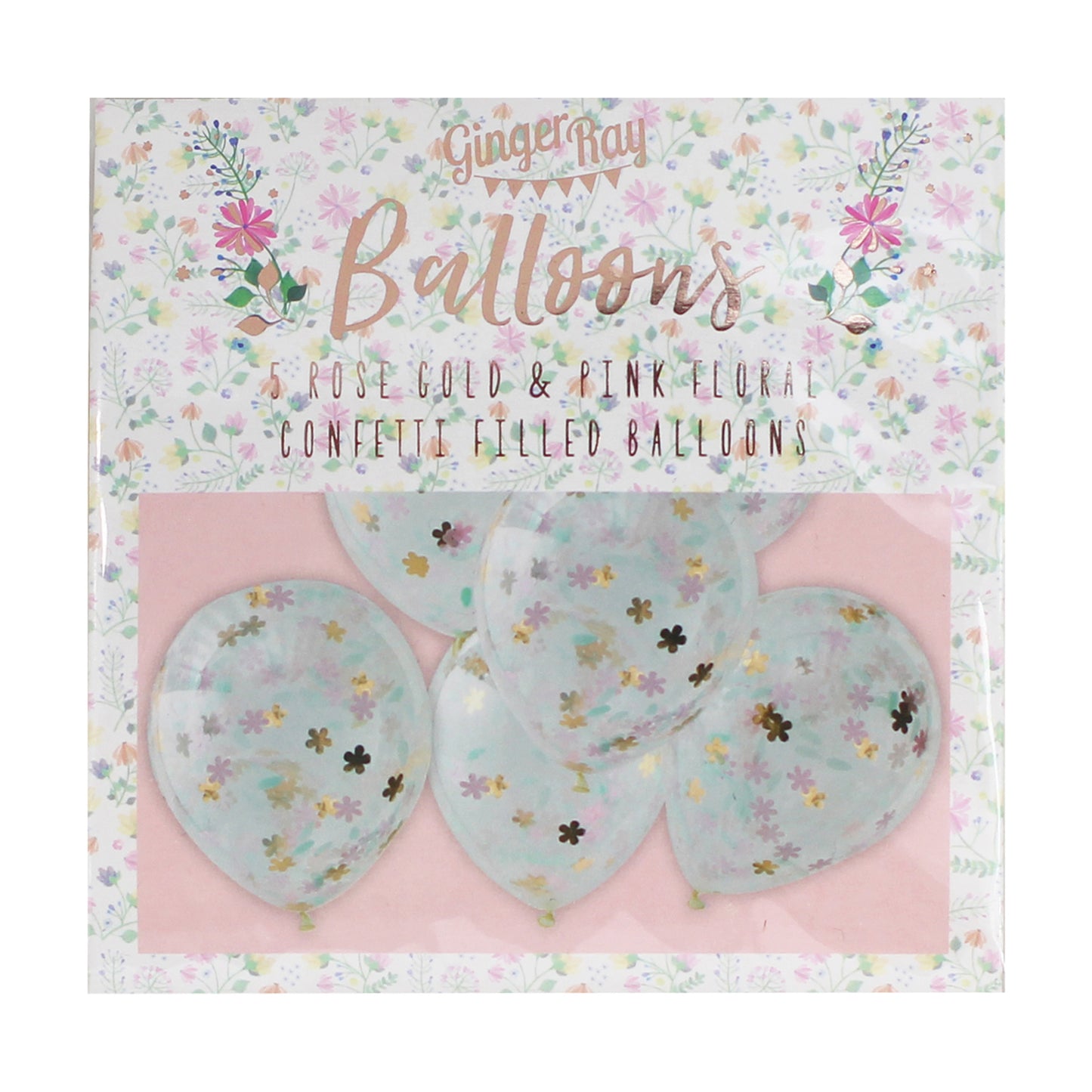 Rose Gold Floral Confetti Balloons