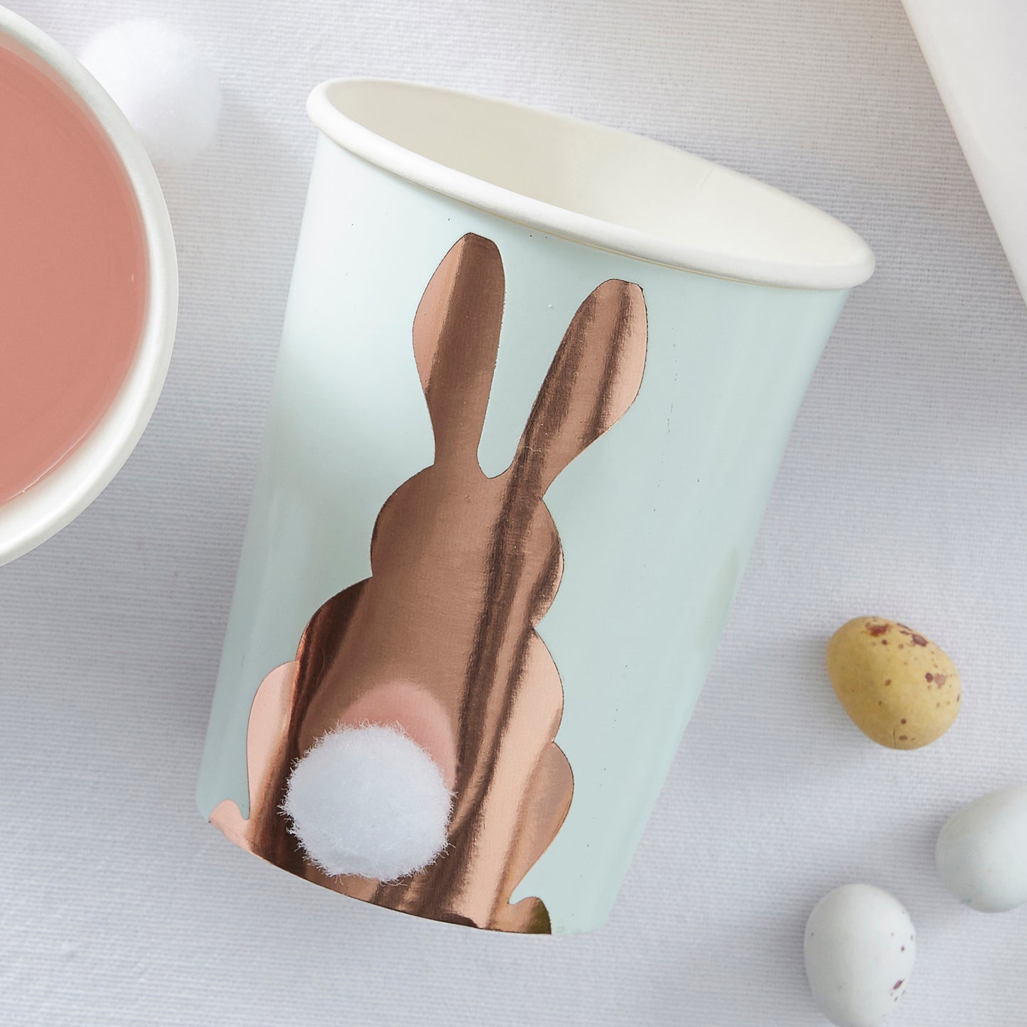 Rose Gold Foiled Pom Pom Paper Cups