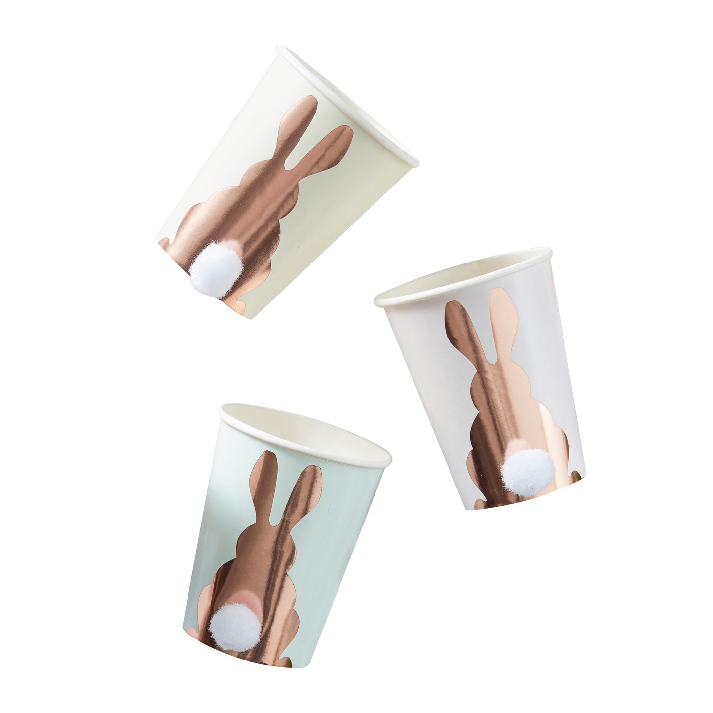 Rose Gold Foiled Pom Pom Paper Cups