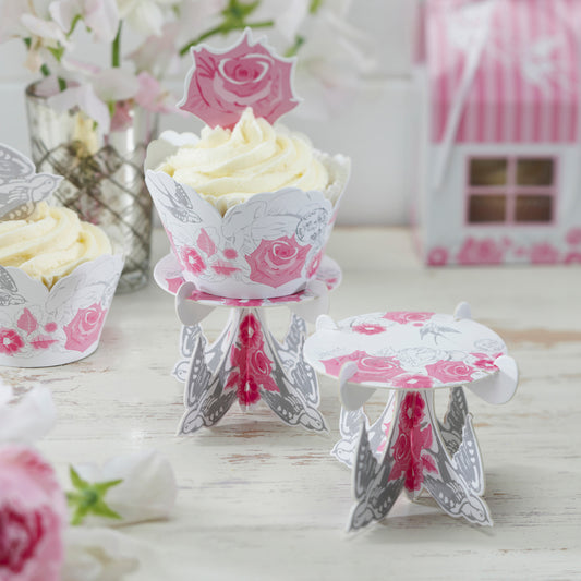 Rose & Swallow Single Cupcake Stands - Enchanted Rose