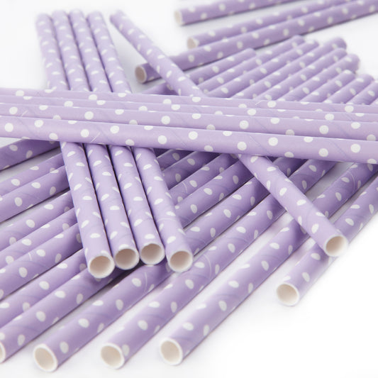 Polka Dot Paper Straws - Lilac
