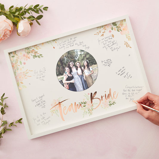 Floral Team Bride Hen Party Guest Book Frame