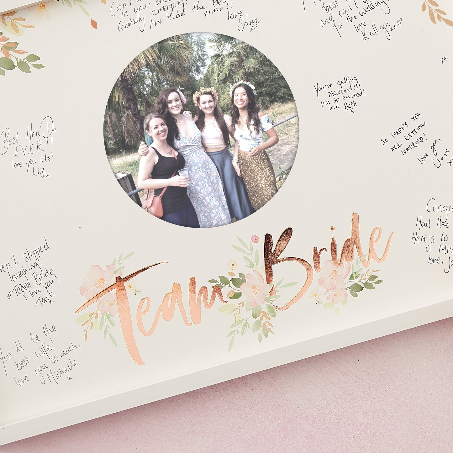 Floral Team Bride Hen Party Guest Book Frame
