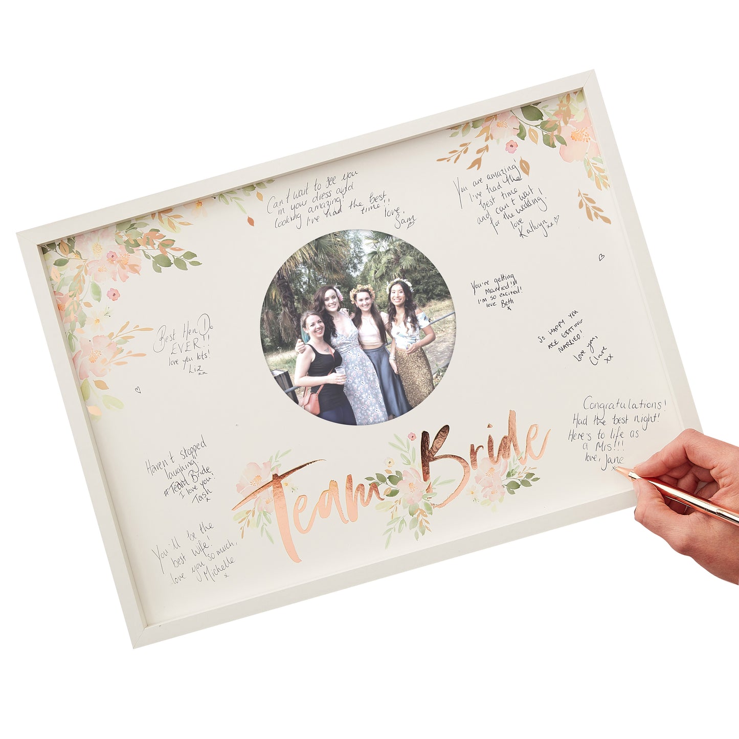 Floral Team Bride Hen Party Guest Book Frame