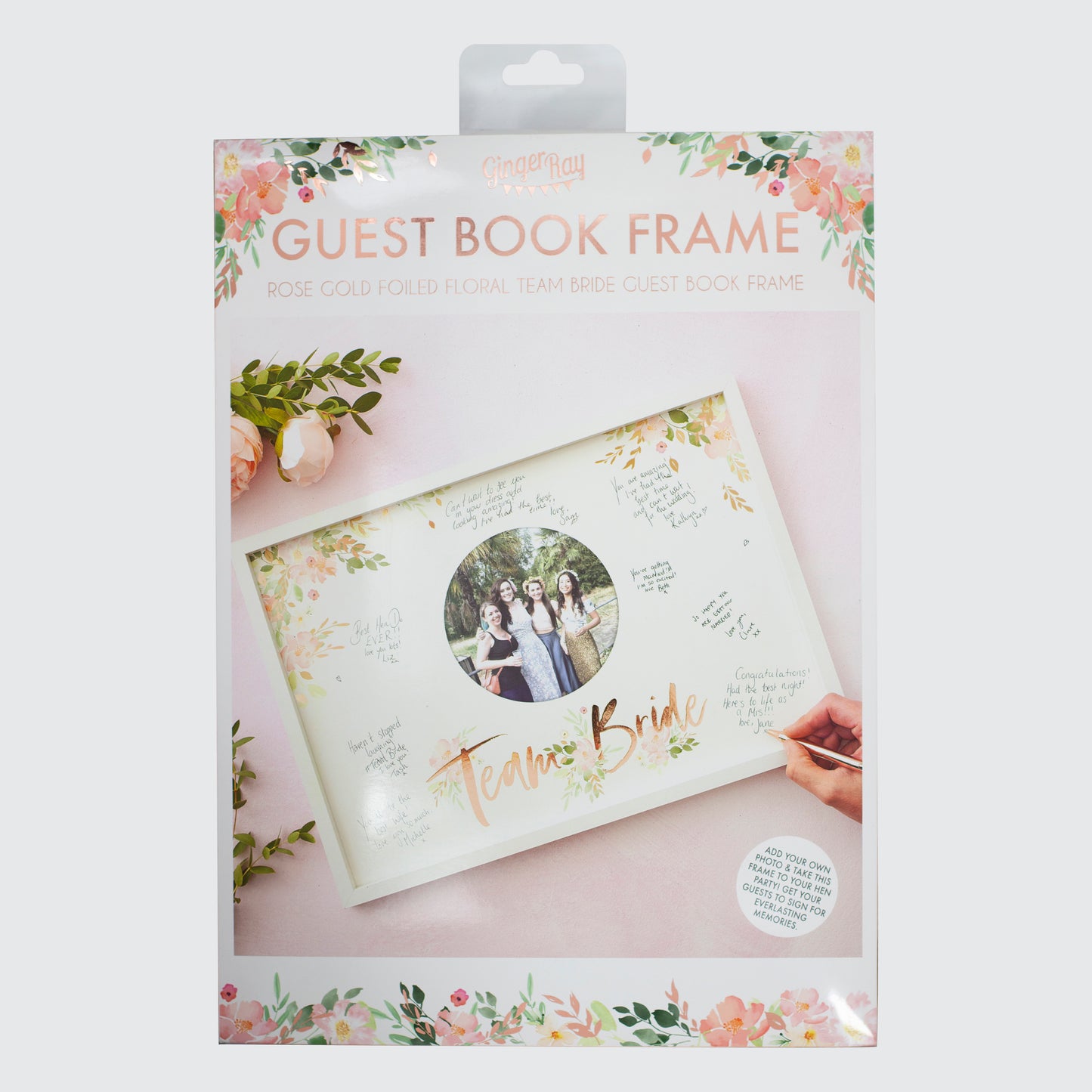 Floral Team Bride Hen Party Guest Book Frame