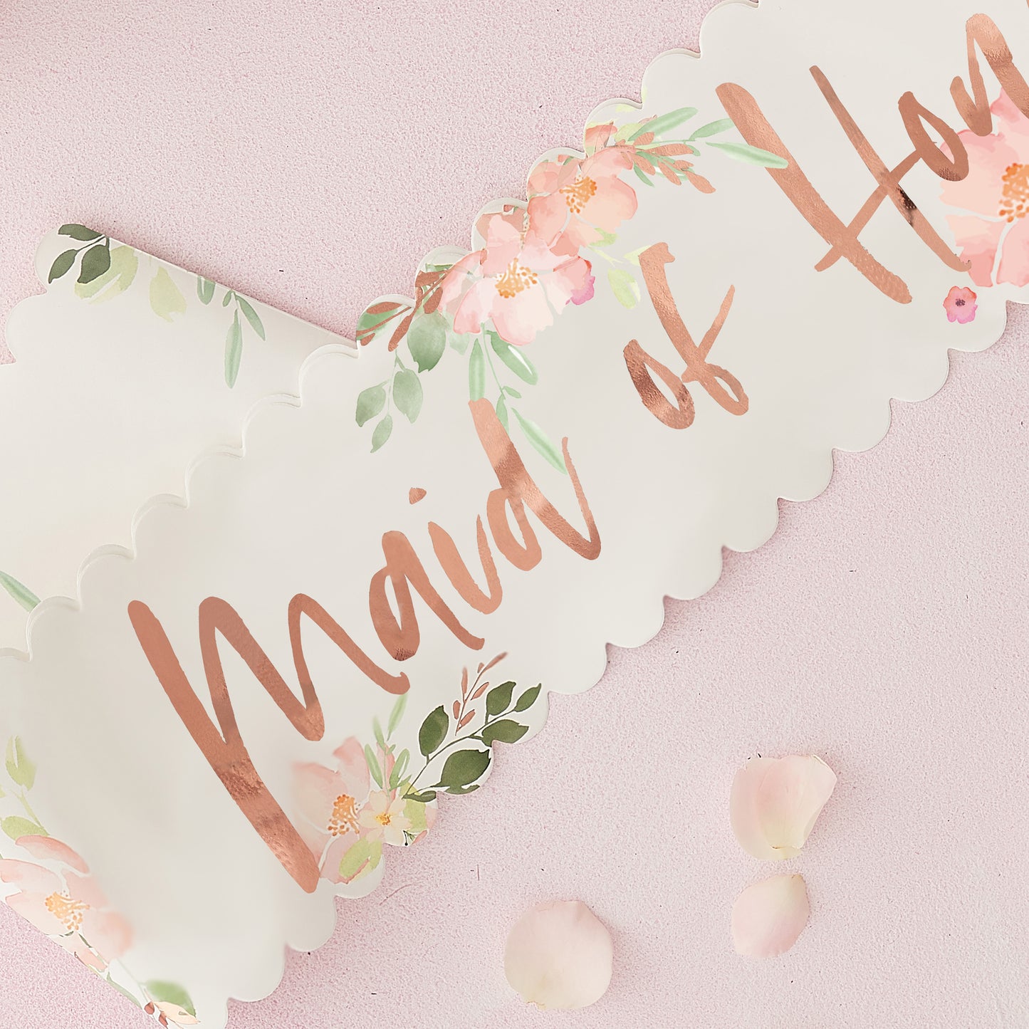 Rose Gold Floral Maid of Honour Sash