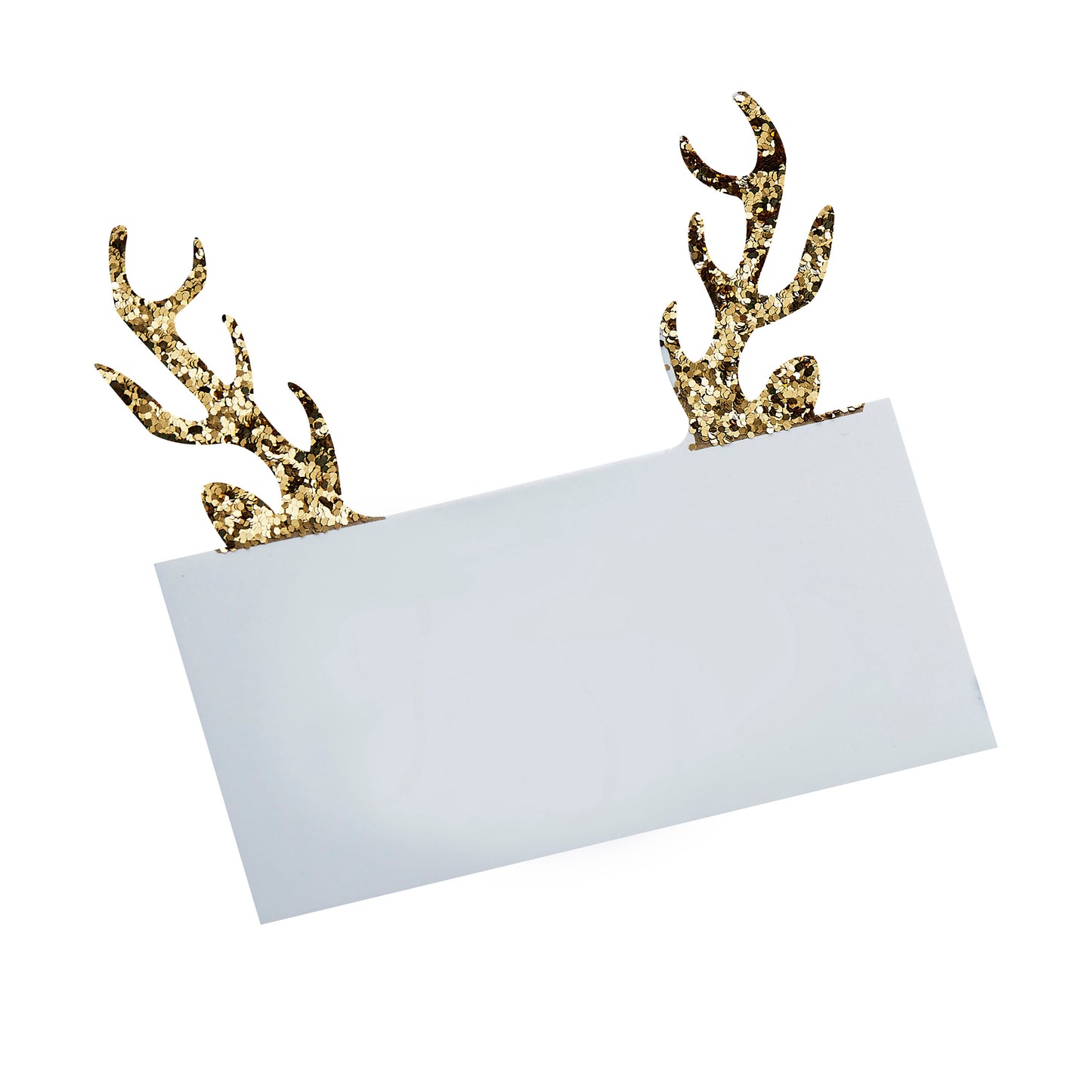 Gold Glitter Antler Shaped Christmas Place Cards