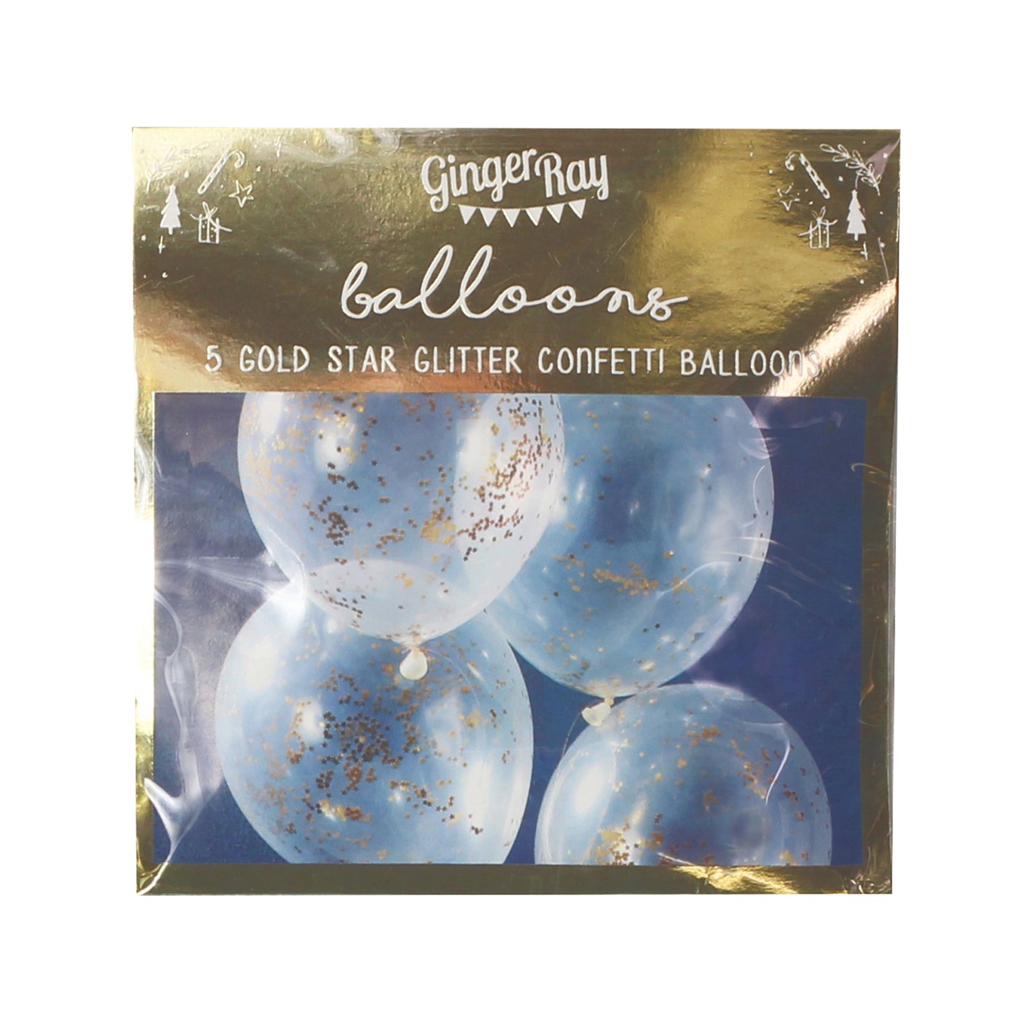 Gold Glitter Star Confetti Balloons