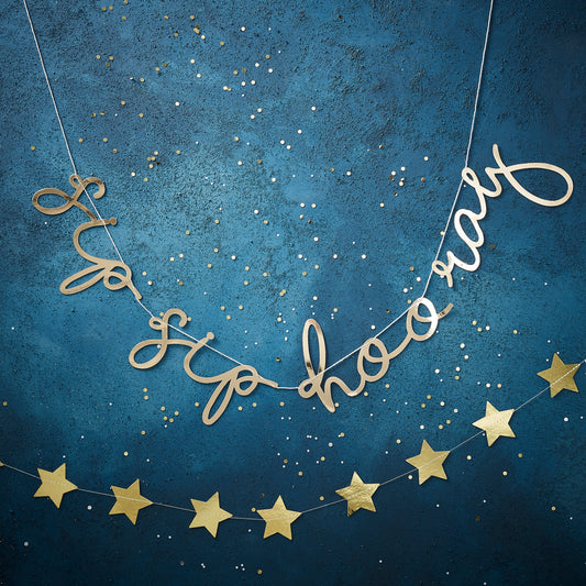 Gold Foiled Sip Sip Hooray Bunting - Gold Christmas