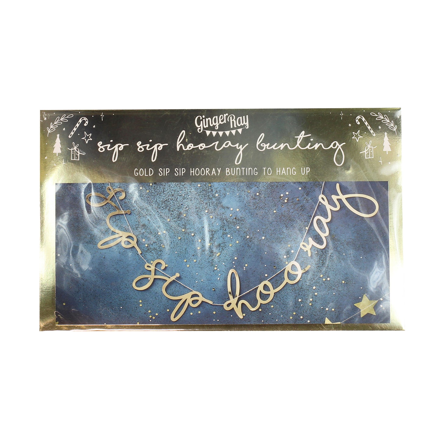 Gold Foiled Sip Sip Hooray Bunting - Gold Christmas