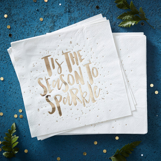 Gold Tis The Season Christmas Napkins