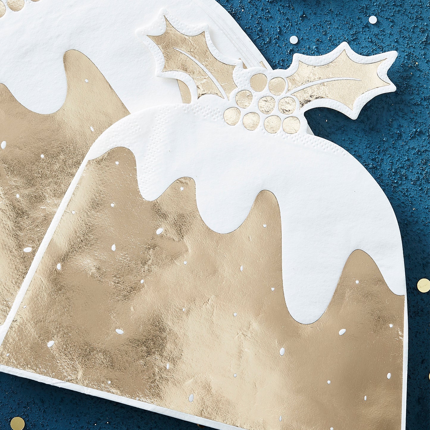 Gold Foiled Christmas Pudding Paper Napkins - Gold Christmas