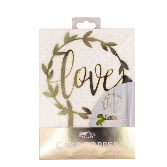 Gold Acrylic Love Wedding Cake Topper